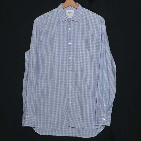 Billy Reid Made in Italy LS Button Down Shirt - Blue White Plaid - Sz M - Picture 1 of 3